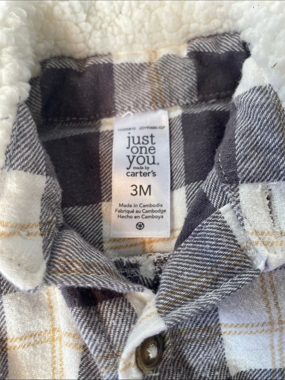 Carter's Plaid Sherpa-Lined Pea Coat - Cream & Brown